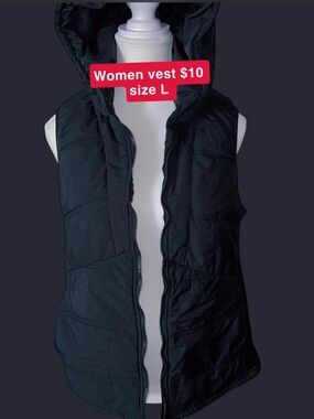 Avia Black Puffer Vest with Hood